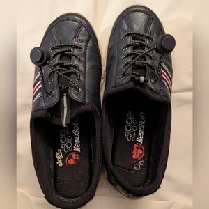 Navy Leather Rieker Sneakers with Striped Detail